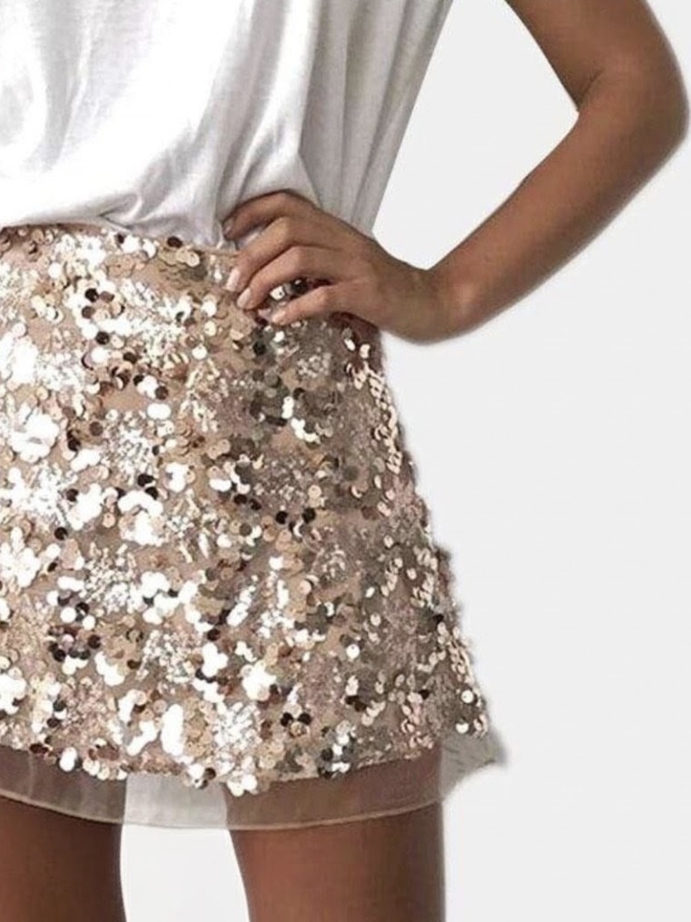 Showpo Rose Gold Sequin Mini Skirt